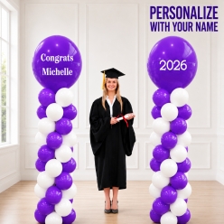 Grad Purple 2026 PERSONALIZED Airfill Double Balloon Column Set
